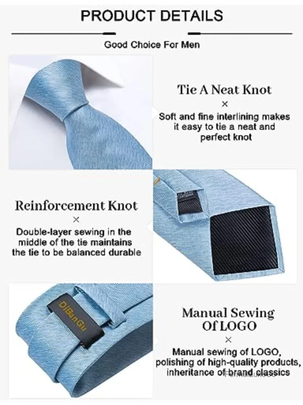 Men's Silk Tie Set with Pocket Square Cufflinks and Tie Clip Formal Wedding